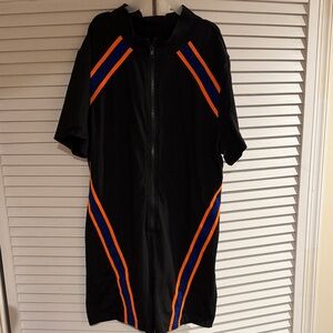 SHEIN Black Jumpsuit with Orange and Blue Stripes